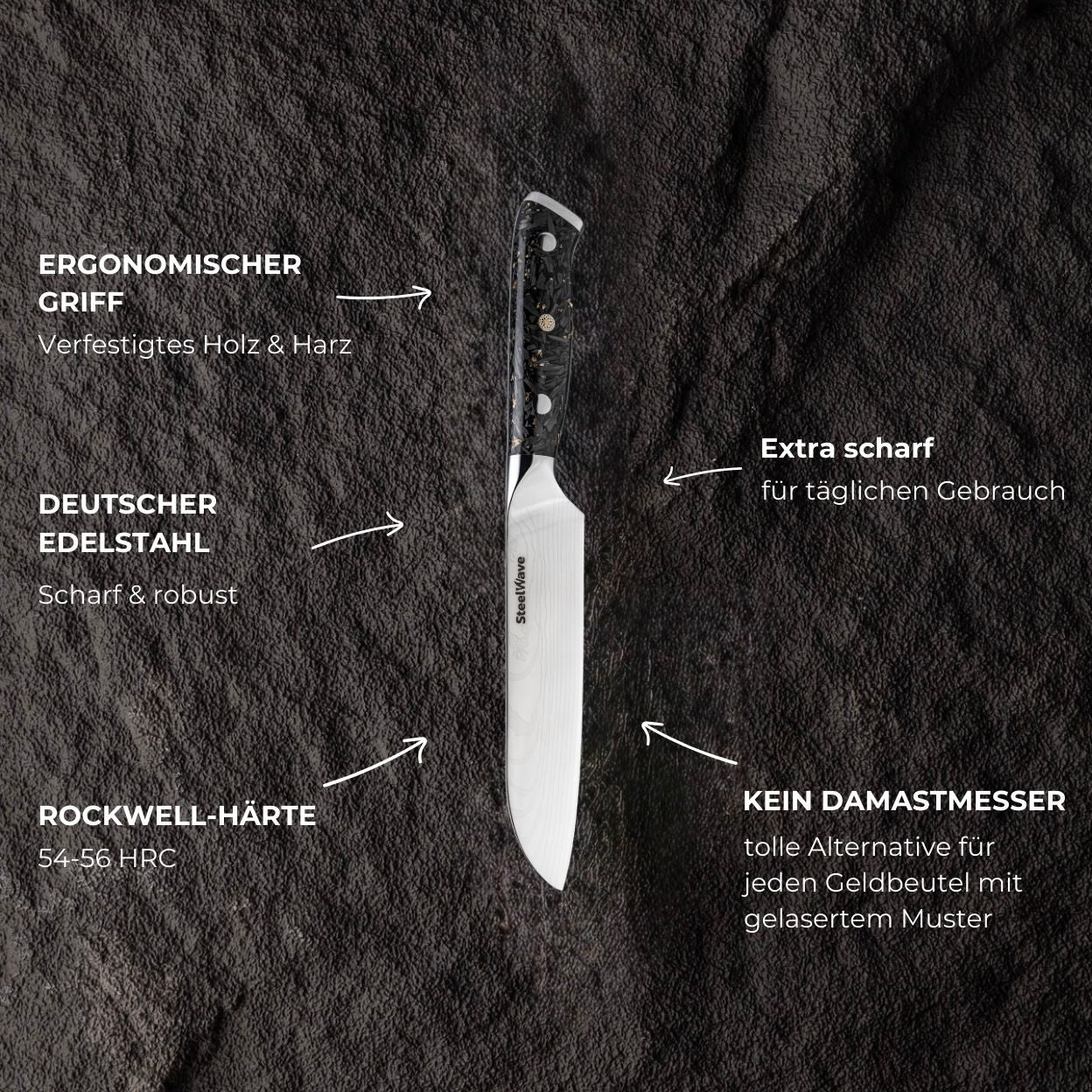 SteelWave - Santoku (klein) | Black Aurora
