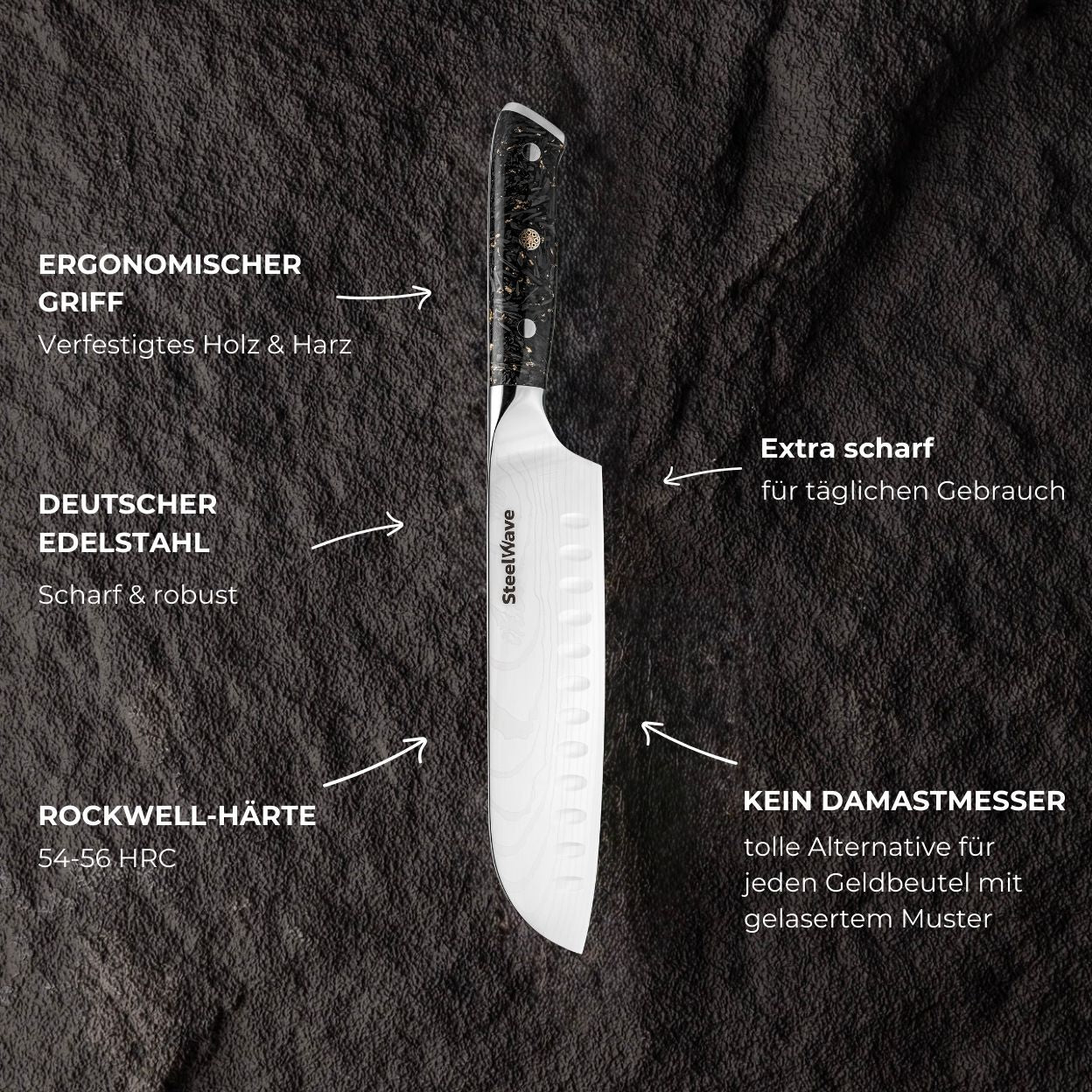 SteelWave - Santoku | Black Aurora