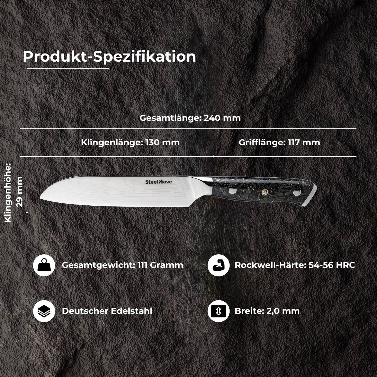 SteelWave - Santoku (klein) | Black Aurora