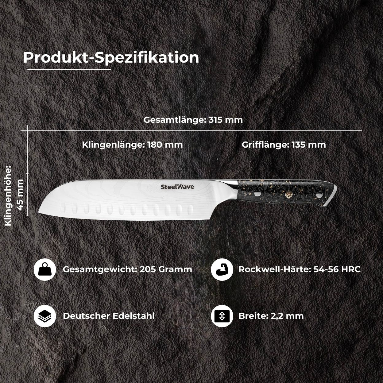 SteelWave - Santoku | Black Aurora