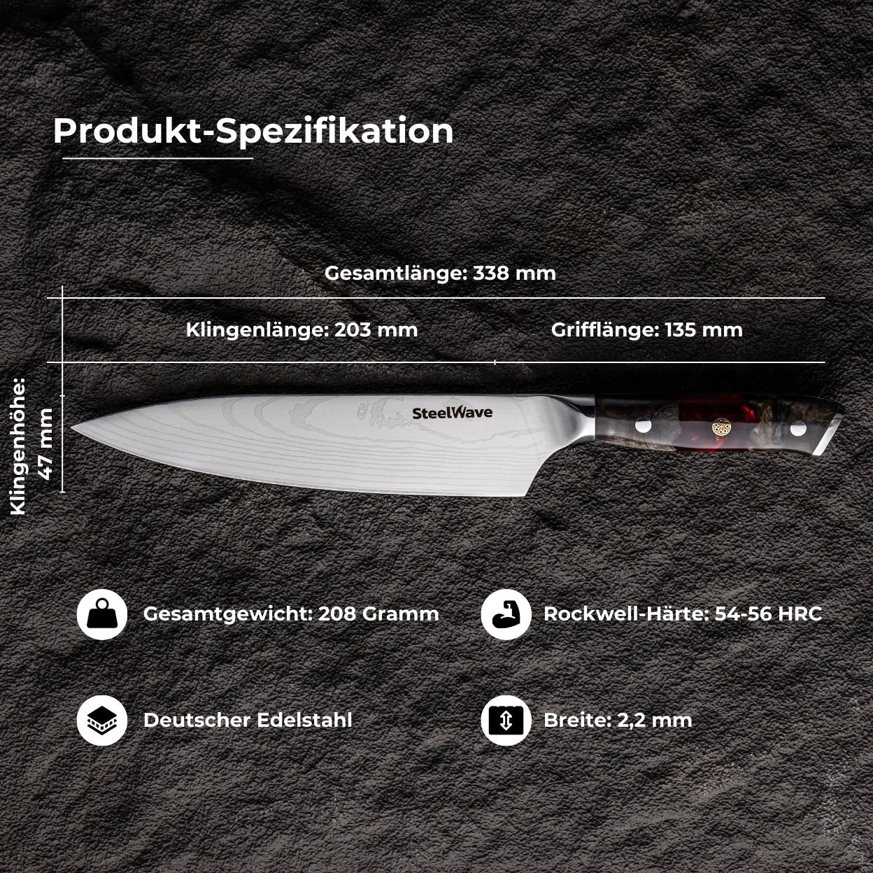 SteelWave - Chef Knife | Red Ash