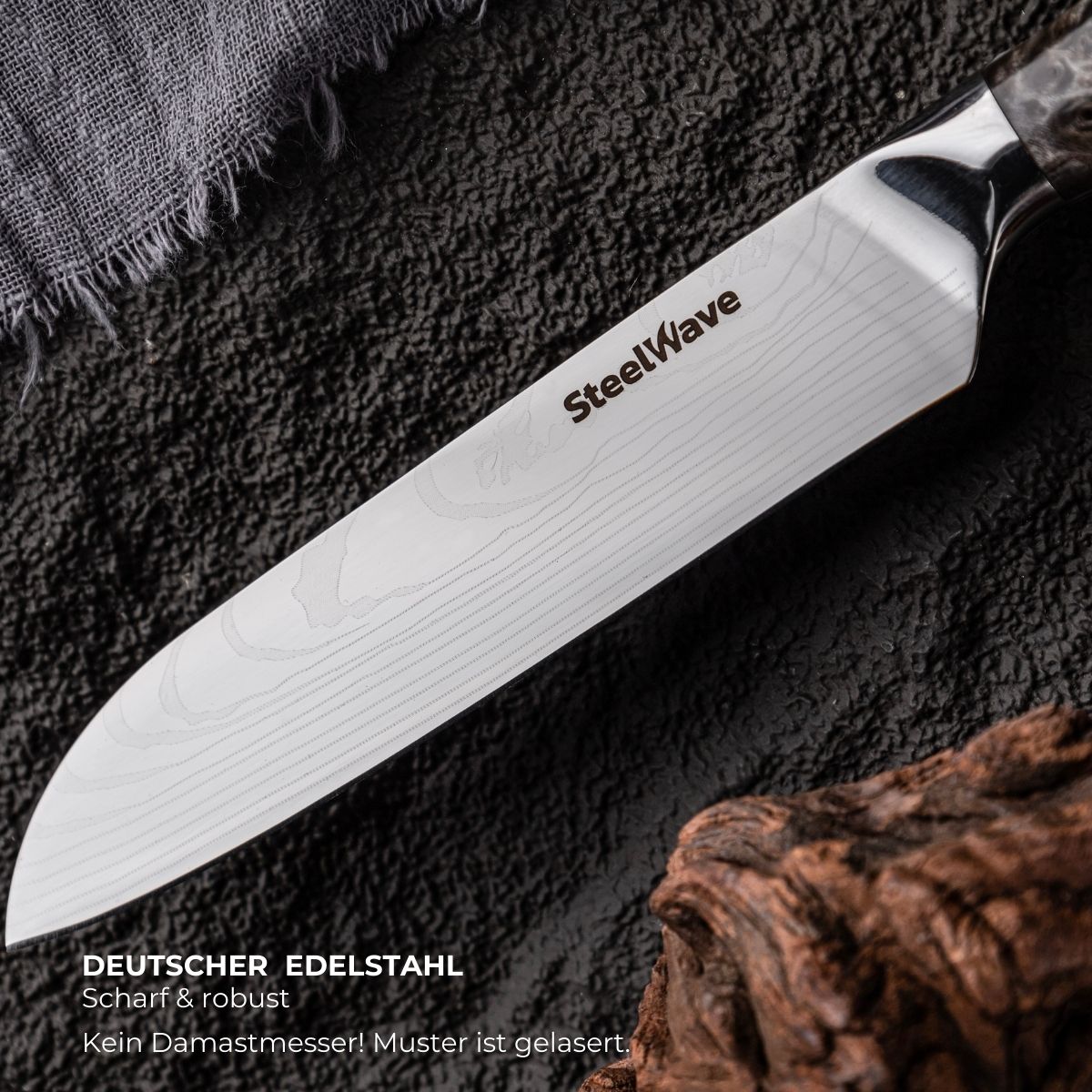 SteelWave - Santoku (klein) | Black Aurora