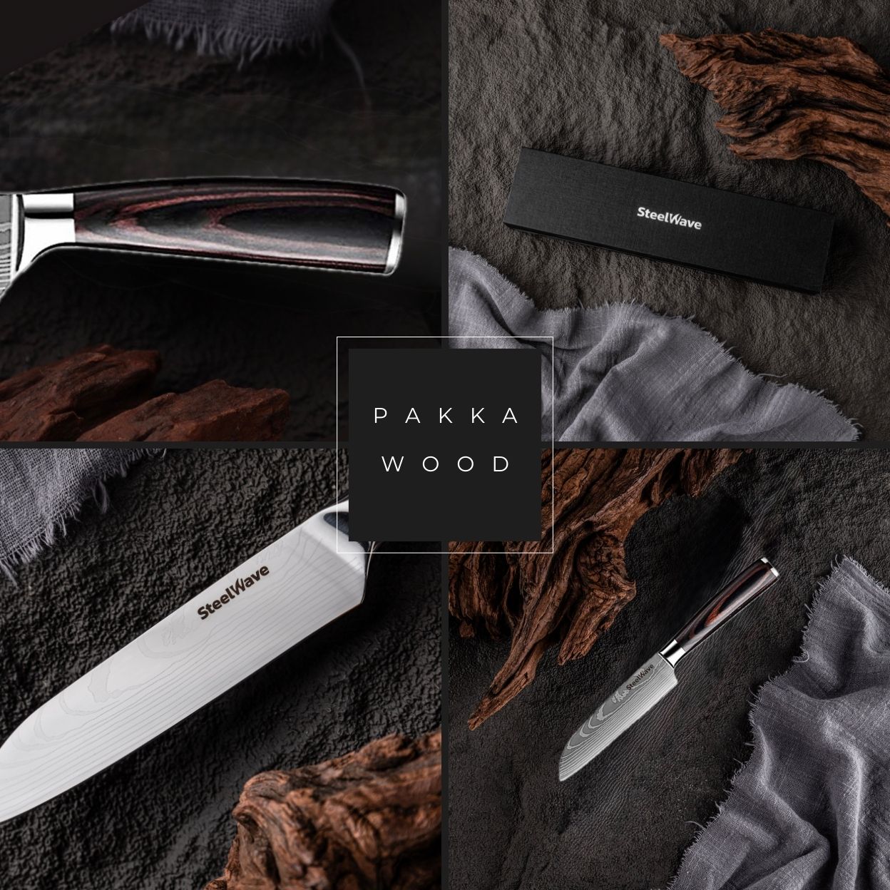 SteelWave - Santoku (klein) | Pakkawood
