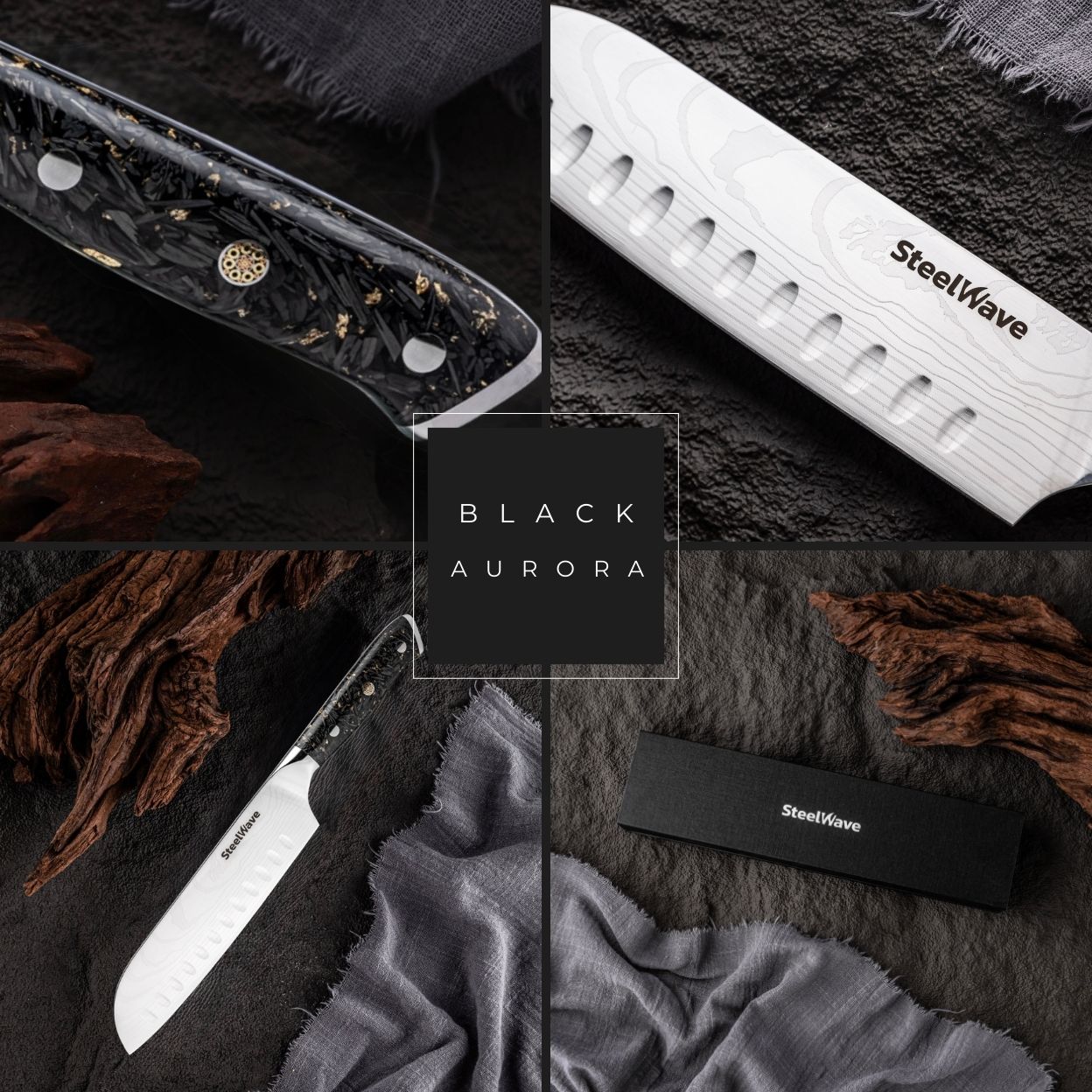 SteelWave - Santoku | Black Aurora