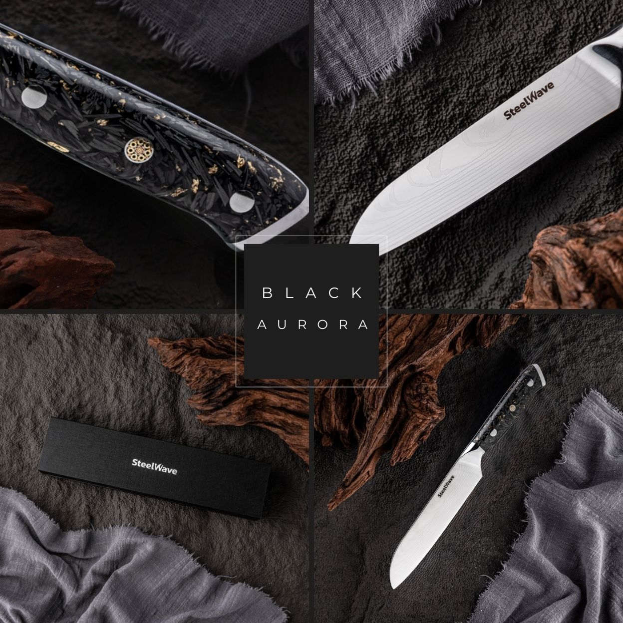 SteelWave - Santoku (klein) | Black Aurora