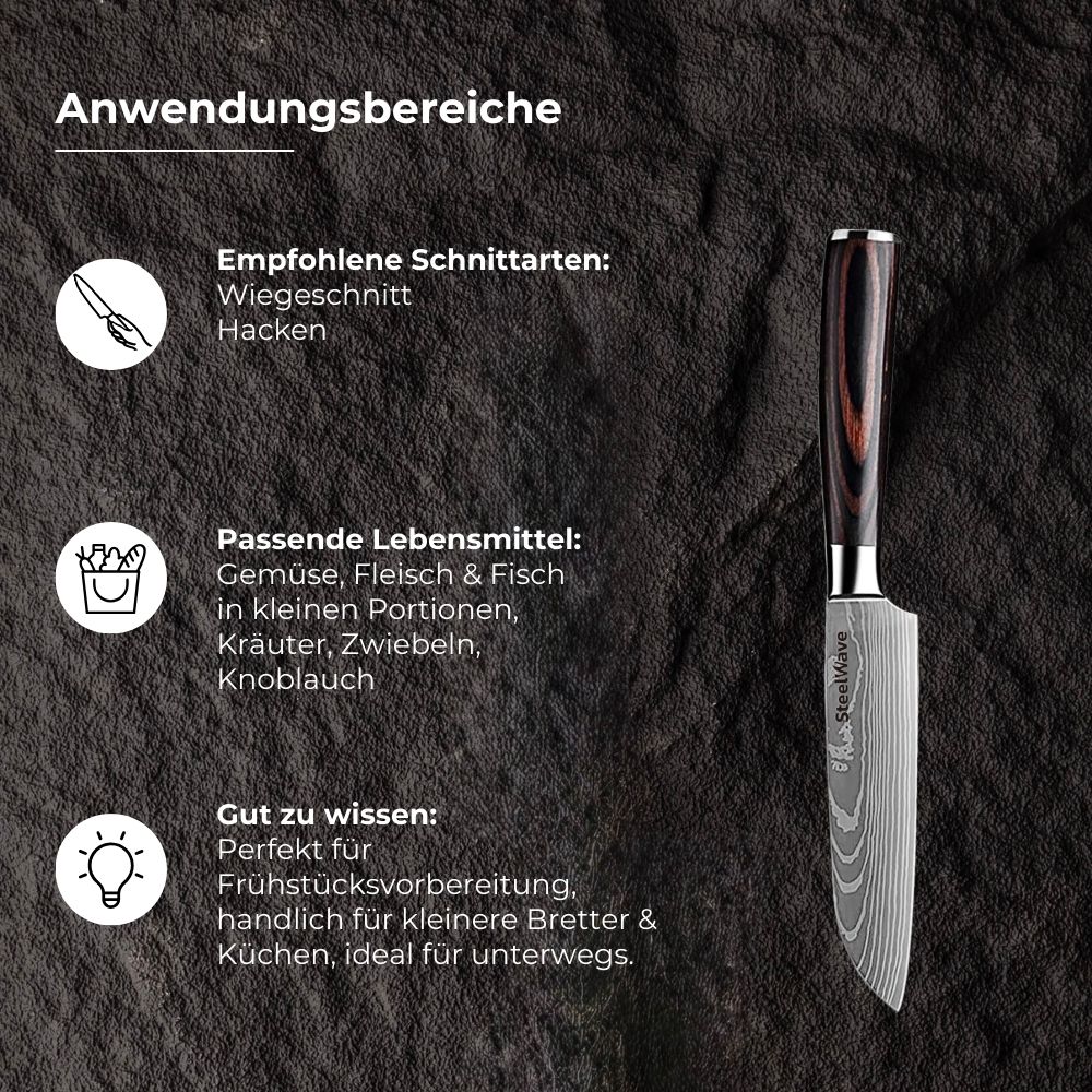 SteelWave - Santoku (klein) | Pakkawood