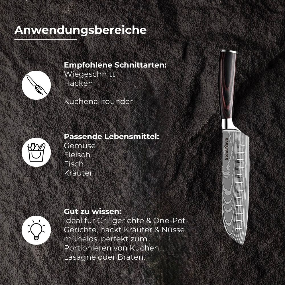 SteelWave - Santoku | Pakkawood