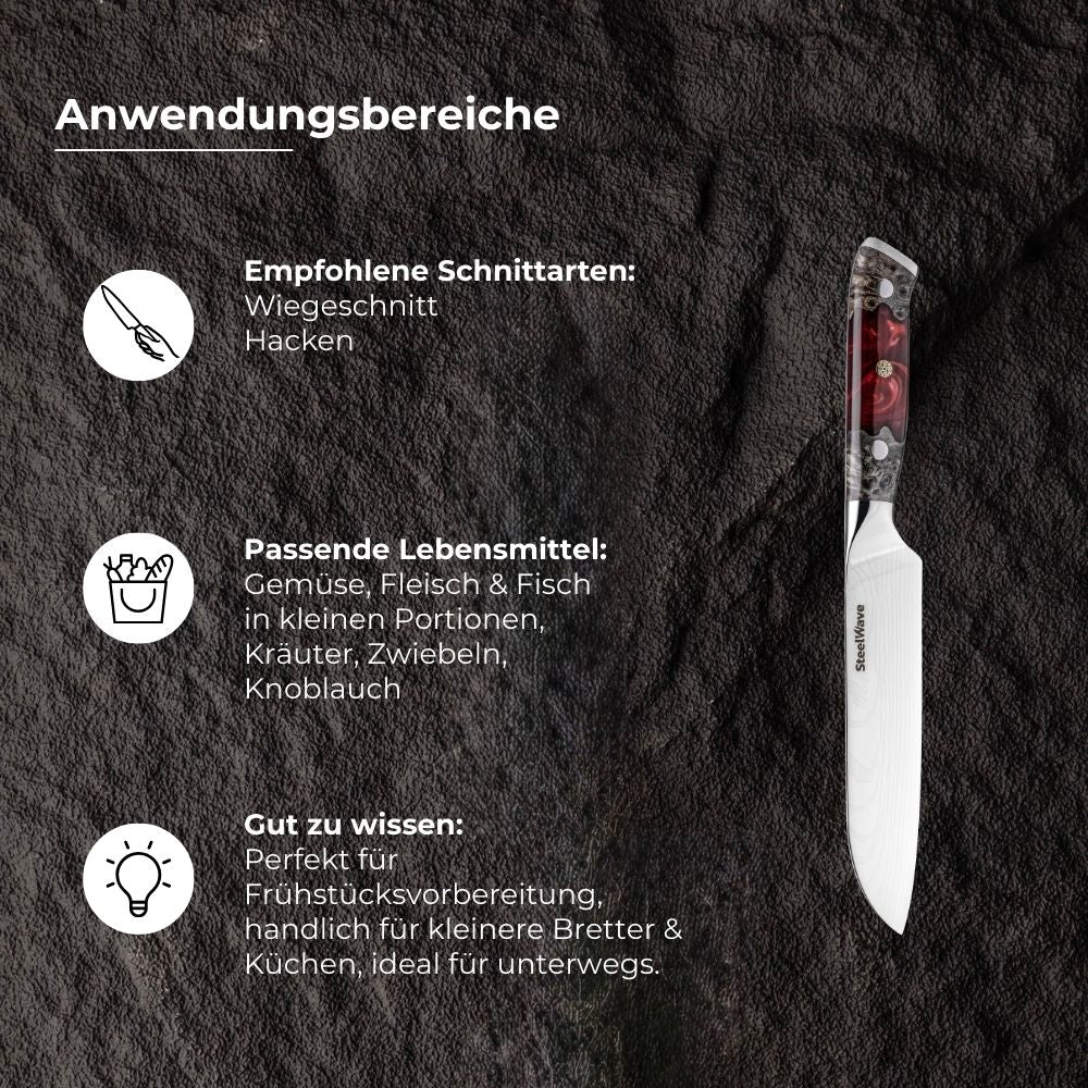 SteelWave - Santoku (klein) | Red Ash